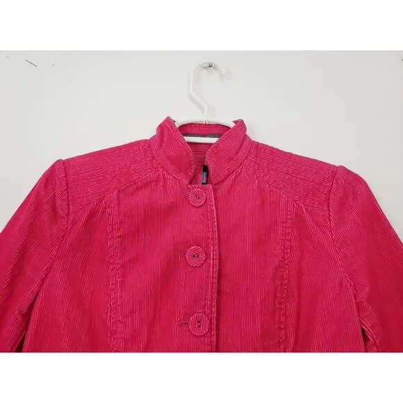 (O5) Y2K Liz Claiborne Womens Jacket Size XSP Corduroy Pink Cottagecore Office - Picture 2 of 8